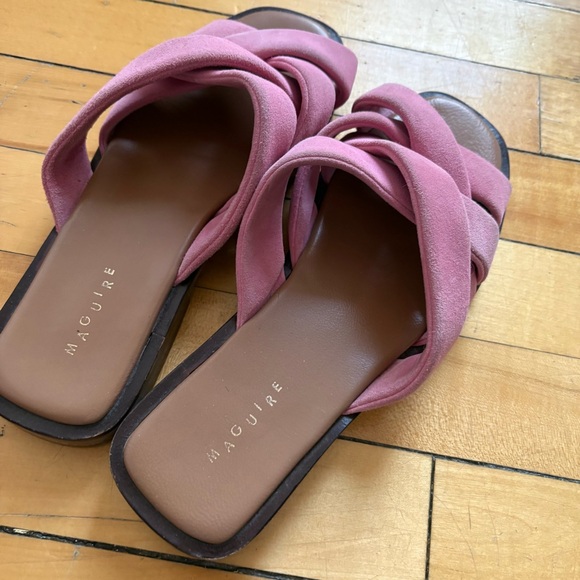 Maguire Sz 8 (38) Suede Braided Pink Slip On Sandals - Picture 7 of 7